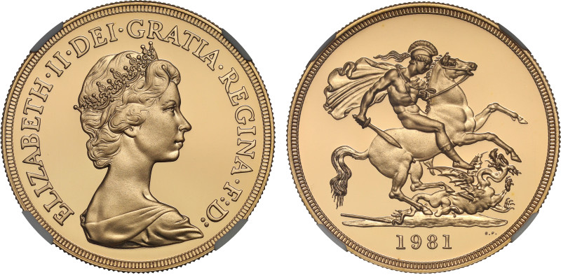 PF70 UCAM | Elizabeth II 1981 gold proof Five Pounds

Elizabeth II (1952-2022)...
