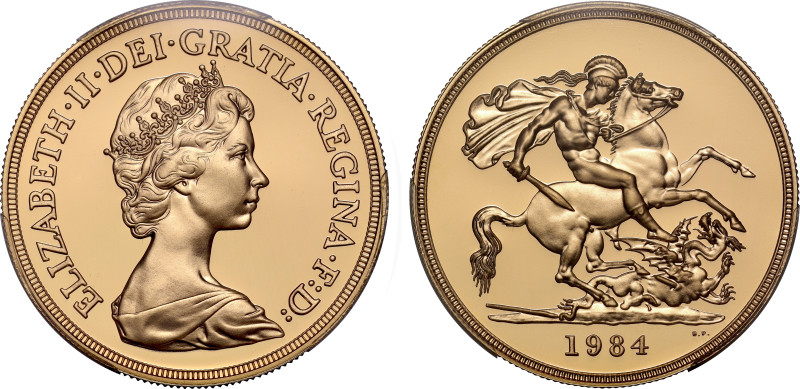 PR70 DCAM | Elizabeth II 1984 gold proof Five Pounds

Elizabeth II (1952-2022)...
