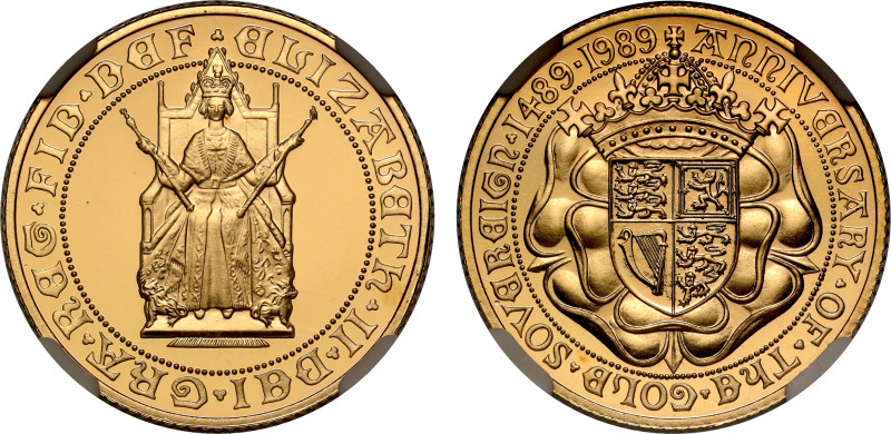PF69 UCAM | Elizabeth II 1989 gold proof Sovereign

Elizabeth II (1952-2022), ...