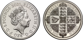 Elizabeth II 2021 silver 2oz Gothic Crown Quartered Arms
