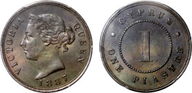 MS64 | Cyprus Victoria 1887 bronze Piastre