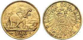 MS64 | German East Africa 1916-T gold 15-Rupien Tabora Mint