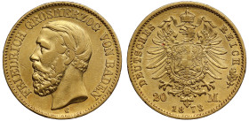 Germany Grand Duchy of Baden Friedrich I 1873 20 gold Mark