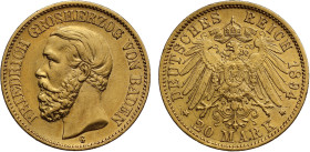 Germany Grand Duchy of Baden Friedrich I 1894 20 gold Mark
