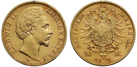 Germany Kingdom of Bavaria Ludwig II 1873 20 gold Mark