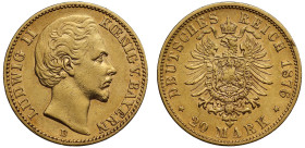 Germany Kingdom of Bavaria Ludwig II 1876 20 gold Mark