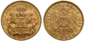 Germany Free City of Hamburg 1913 gold 20 Mark