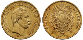 Germany Grand Duchy of Hessen-Darmstadt Ludwig III 1873 gold 20 Mark