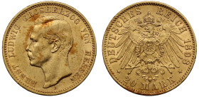 Germany Grand Duchy of Hessen-Darmstadt Ernst Ludwig 1898 gold 20 Mark