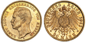 Germany Grand Duchy of Hessen-Darmstadt Ernst Ludwig 1911 gold 20 Mark