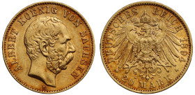 Germany Kingdom of Saxony Albert I 1894 20 gold Mark