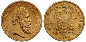 Germany Kingdom of Württemberg Karl I 1873 gold 20 Mark