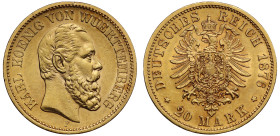 Germany Kingdom of Württemberg Karl I 1876 gold 20 Mark