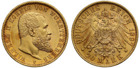 Germany Kingdom of Württemberg Wilhelm II 1897 gold 20 Mark