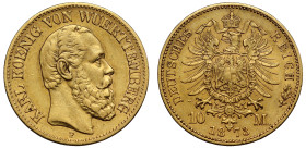 Germany Kingdom of Württemberg Karl I 1873 gold 10 Mark