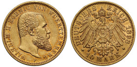 Germany Kingdom of Württemberg Wilhelm II 1898 gold 10 Mark