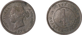 Cyprus. Victoria, 1837-1901. 1/4 Piastre, 1879, Royal mint, 2.69g (KM1.1; Fitikides 1).

Marks and corrosion, thus good fine.