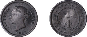 Cyprus. Victoria, 1837-1901. 1/4 Piastre, 1881H, Ralph Heaton & Sons mint, 2.72g (KM1.1; Fitikides 4).

Fine.