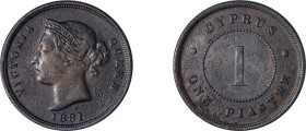 Cyprus. Victoria, 1837-1901. Piastre, 1881H, Ralph Heaton & Sons mint, variety with thin “1” of value and H (of Heaton) above of 81 of date, 11.33g (K...