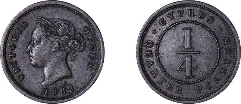 Cyprus. Victoria, 1837-1901. 1/4 Piastre, 1882H, Ralph Heaton & Sons mint, 3.00g...