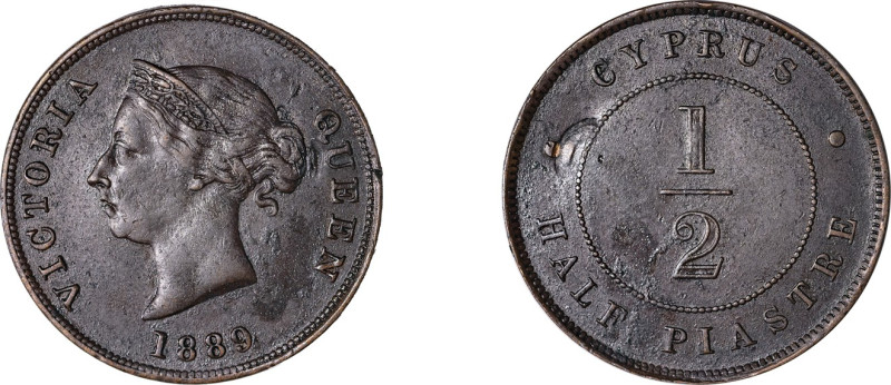 Cyprus. Victoria, 1837-1901. 1/2 Piastre, 1889, Royal mint, 5.89g (KM2; Fitikide...