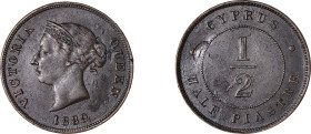 Cyprus. Victoria, 1837-1901. 1/2 Piastre, 1889, Royal mint, 5.89g (KM2; Fitikides 21).

About very fine.