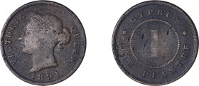 Cyprus. Victoria, 1837-1901. Piastre, 1891, Royal mint, 11.40g (KM3.2; Fitikides 36).

Very good.
