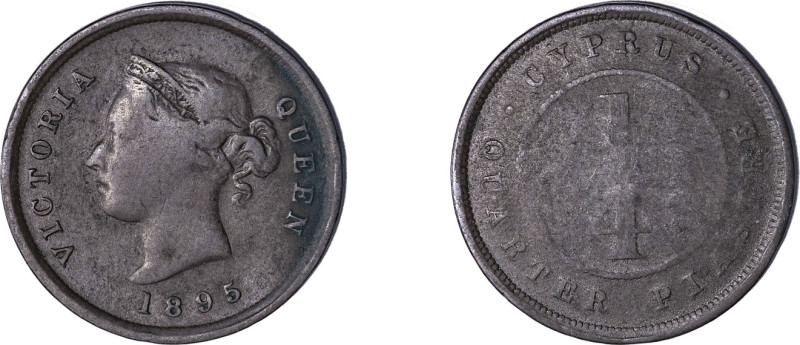 Cyprus. Victoria, 1837-1901. 1/4 Piastre, 1895, Royal mint, 2.75g (KM1.1; Fitiki...