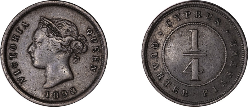 Cyprus. Victoria, 1837-1901. 1/4 Piastre, 1898, Royal mint, 3.00g (KM1.1; Fitiki...