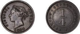 Cyprus. Victoria, 1837-1901. 1/4 Piastre, 1898, Royal mint, 3.00g (KM1.1; Fitikides 10).

About very fine.