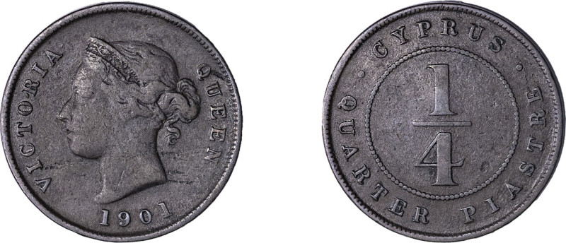 Cyprus. Victoria, 1837-1901. 1/4 Piastre, 1901, Royal mint, 2.83g (KM1.2; Fitiki...