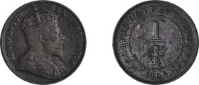 Cyprus. Edward VII, 1901-1910. 1/4 Piastre, 1905, Royal mint, 2.85g (KM8; Fitikides 45).

Corrosion. Fine.