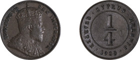 Cyprus. Edward VII, 1901-1910. 1/4 Piastre, 1908, Royal mint, 3.00g (KM8; Fitikides 46).

Good very fine.
