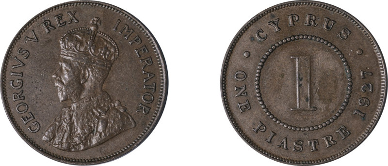 Cyprus. George V, 1910-1936. Piastre, 1927, Royal mint, 11.65g (KM18; Fitikides ...