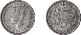 Cyprus. George VI, 1936-1952. 4 1/2 Piastres, 1938, Royal mint, 2.85g (KM24; Fitikides 83).

Good very fine.