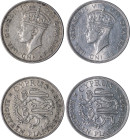 Cyprus. George VI, 1936-1952. Lot of 2 coins comprised of 18 Piastres, 1938, Royal mint, 11.28g and 11.30g (KM26; Fitikides 88).

About uncirculated a...