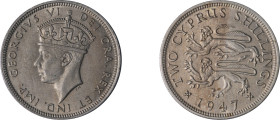 Cyprus. George VI, 1936-1952. 2 Shillings, 1947, Royal mint, 11.32g (KM28; Fitikides 90).

About extremely fine.