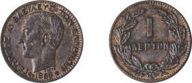 Greece. King George I, 1863-1913. Lepton, 1869BB, First Type, Strasbourg mint, 1.00g (KM40; Divo 69; IV5).

Uncirculated.