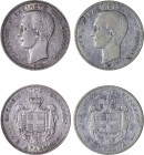 Greece. King George I, 1863-1913. Lot of 2 coins comprised of 2 Drachmai, 1873A, First Type, Paris mint, 9.90g and 10.03g (KM39; Divo 51b; IV4). 

Fin...