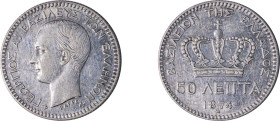 Greece. King George I, 1863-1913. 50 Lepta, 1874A, First Type, Paris mint, 2.54g (KM37; Divo 55b; IV2).

Extremely fine.