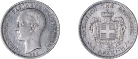 Greece. King George I, 1863-1913. Drachma, 1883A, First Type, Paris mint, 5.00g (KM38; Divo 53d; IV3). 

About extremely fine.