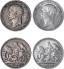 Greece. King George I, 1863-1913. Lot of 2 coins comprised of 2 Drachmai, 1911(a), Second Type, Paris mint, 9.97g and 9.90g (KM61; Divo 52; IV25).

...