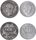 Greece. King George I, 1863-1913. Lot of 2 coins comprised of 20 Lepta, 1883A, First Type, Paris mint, 1.00g (KM44; Divo 56b; IV9) and 50 Lepta, 1883A...