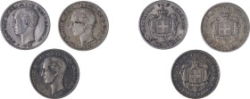 Greece. King George I, 1863-1913. Lot of 3 coins comprised of Drachma, 1868A, 4.95g (KM38; Divo 53a; IV3), Drachma, 1873A, 4.94g (KM38; Divo 53b; IV3)...