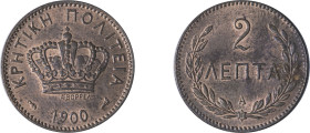 Greece. Crete. Prince George, 1898-1906. 2 Lepta, 1900A, Paris mint, 2.00g (KM2; Divo 137a).

Uncirculated.