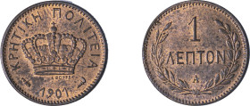 Greece. Crete. Prince George, 1898-1906. Lepton, 1901A, Paris mint, 1.00g (KM1.2; Divo 138b).

Uncirculated.