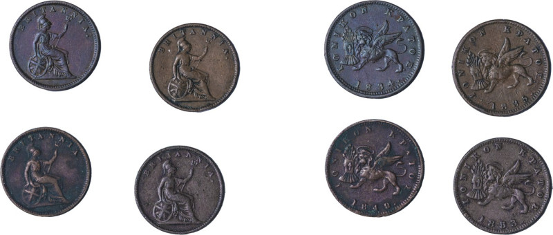 Greece, Ionian Islands. British Administration, 1809-1863. Lot of 4 coins compri...