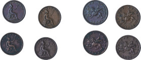 Greece, Ionian Islands. British Administration, 1809-1863. Lot of 4 coins comprised of Lepton, 1834, variety with full 4 (with both vertical and horiz...