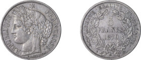 France. Third Republic, 1870-1940. 5 Francs, 1870A, Paris mint, 25.00g (KM819; Dav. 93).

Very fine.