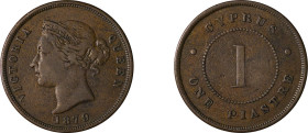 Cyprus. Victoria, 1837-1901. Piastre, 1879, Royal mint, 11.52g (KM3.1; Fitikides 26).

About very fine.